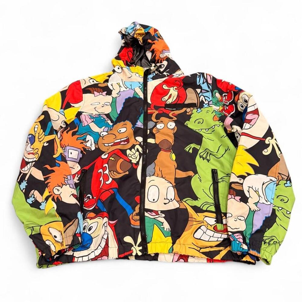 Nickelodeon Nicktoons Y2K All Over Print Windbreaker Jacket Size Large